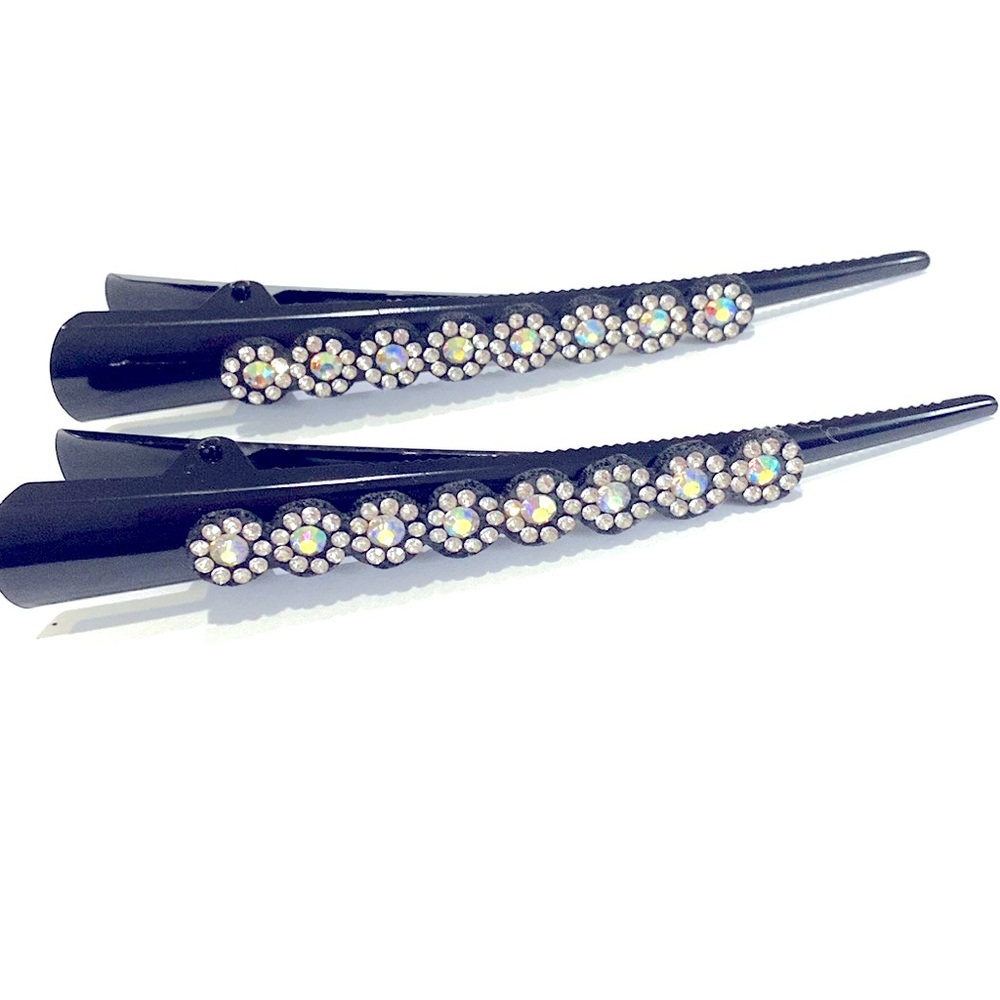 Updo Hair Clips Set Of 2 Shimmering Rhinestone Flowers